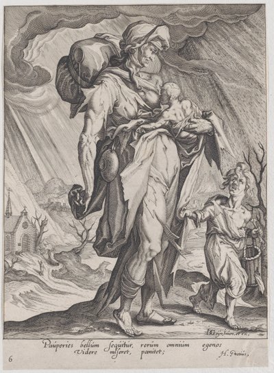 Armut, aus Tugenden und Laster, 1596-97 von Zacharias Dolendo