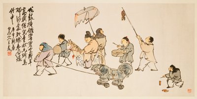 Kinder spielen zu Neujahr von Zhen Wang
