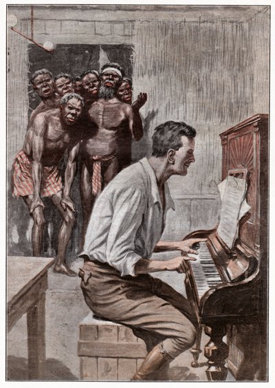Aborigines und australischer Siedler von . .
