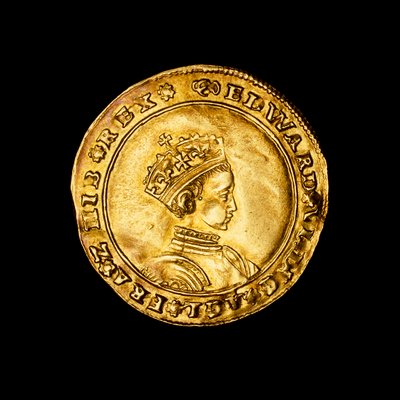 Englische gehämmerte Gold-Halbsouverän-Münze von Hippolyte Lalaise Devéria
