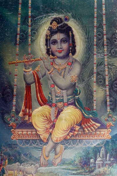 Lord Krishna mit Flöte. Hindu-Gott von . .