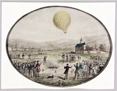 Der erste öffentliche Ballonaufstieg, 5. Juni 1783 von Frederick (attr. to) Barnard
