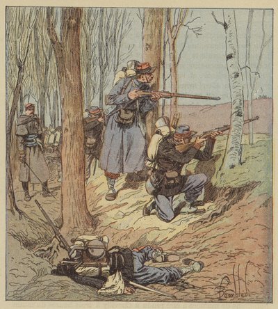 Schützen im Kampf von Artenay von after Louis Charles Bombled