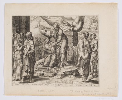 Samuel salbt David von after Maarten van Heemskerck