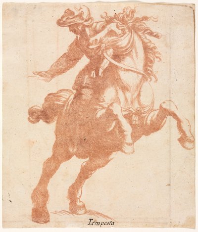 Steigendes Pferd und Reiter von attributed to Antonio Tempesta