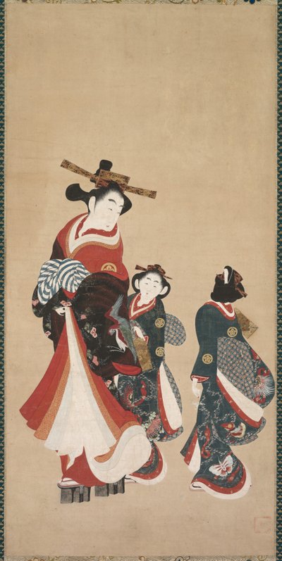 Kurtisane und Begleiter von attributed to Engetsudō