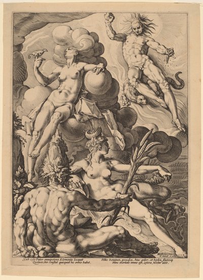 Die vier Elemente von attributed to Jacob Matham, after Hendrick Goltzius