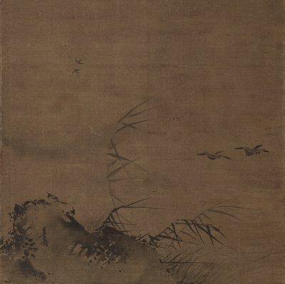 Wasservögel und Schilf von attributed to Liang Kai