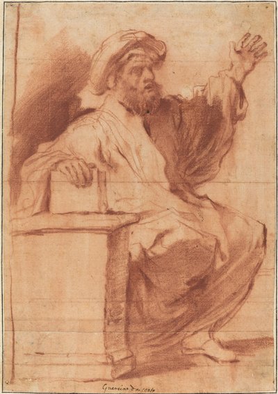 Sitzender Prophet von called Guercino Follower of Giovanni Francesco Barbieri