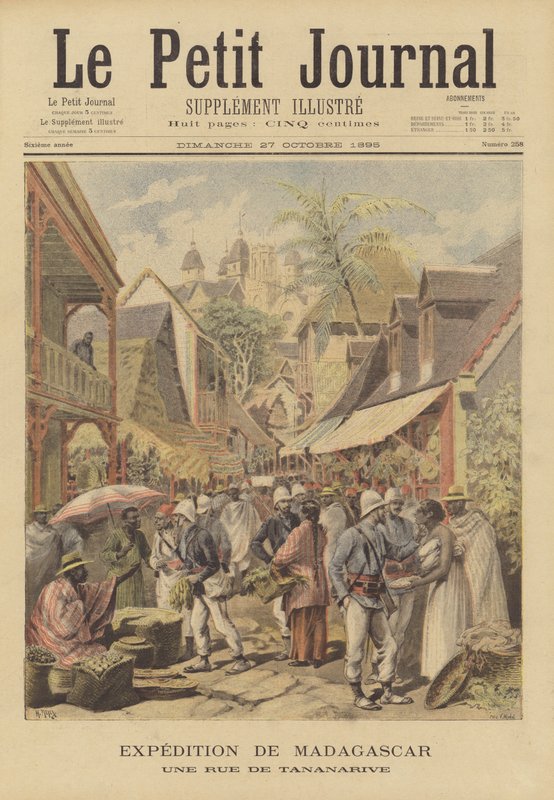 Französische Expedition nach Madagaskar. Eine Straße in Antananarivo von French School