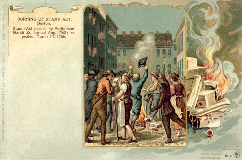 Verbrennung des Stempelgesetzes, Boston, August 1765 von American School