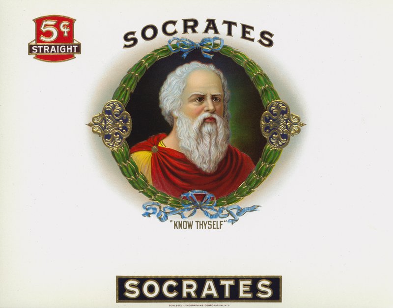 Zigarrenetikett, Sokrates, Erkenne dich selbst von American School