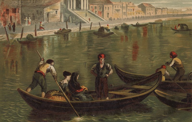 Gondel auf dem Canal Grande, Venedig von English School