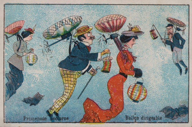 Nächtlicher Spaziergang, Luftschiff von French School