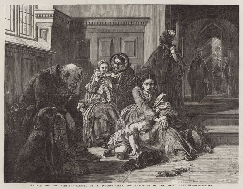 Warten auf das Urteil, aus der Ausstellung der Royal Academy von Abraham Solomon