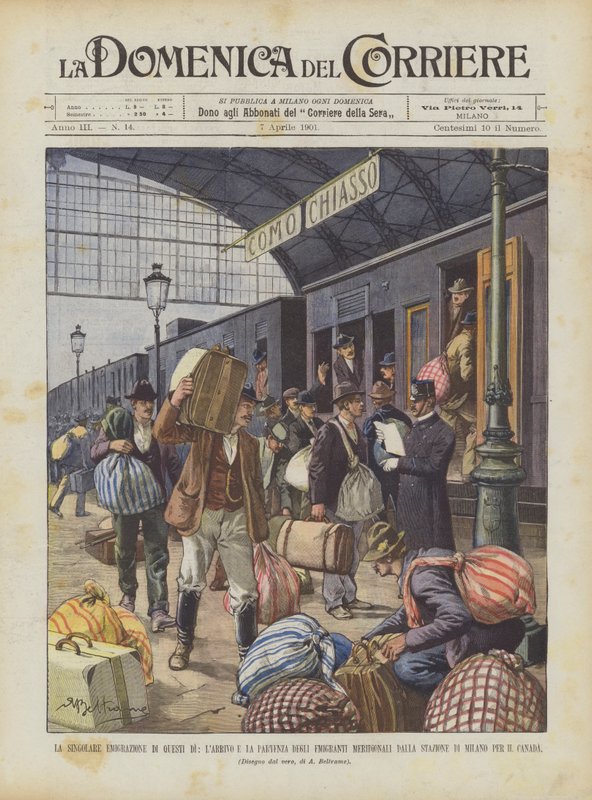 Die ungewöhnliche Auswanderung dieser Tage, die Ankunft und Abreise der süditalienischen Auswanderer von Achille Beltrame