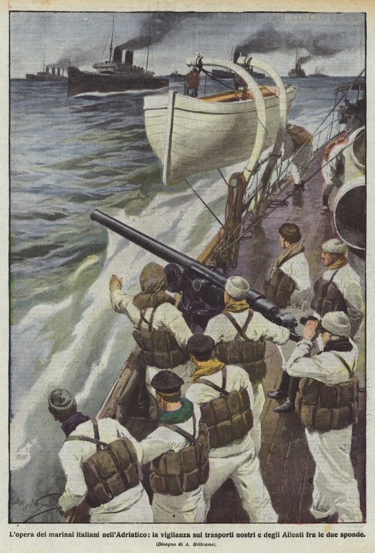 Die Arbeit der italienischen Seeleute in der Adria, die Überwachung unserer und der alliierten Transporte zwischen den beiden Ufern von Achille Beltrame