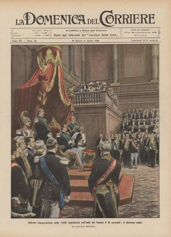 Feierliche Eröffnung der XXIII. Legislaturperiode im Senatssaal am 24. dieses Monats, die königliche Rede von Achille Beltrame