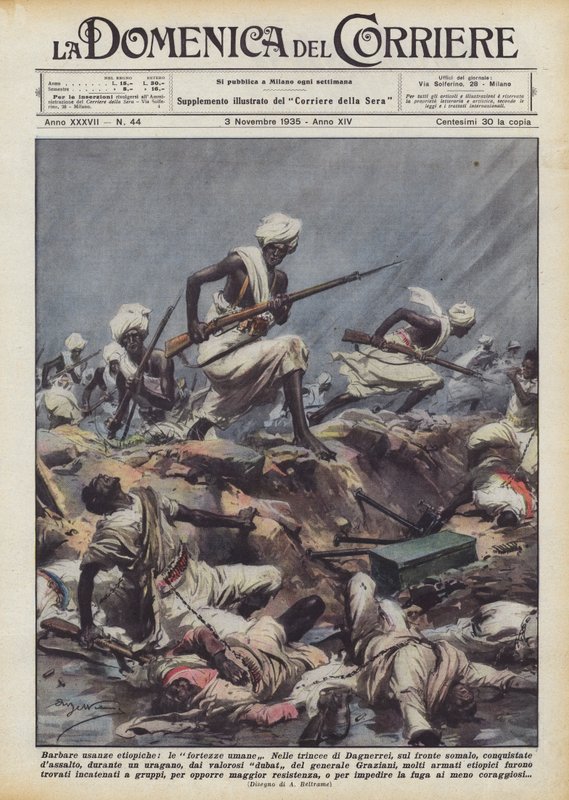 Barbarische äthiopische Bräuche, die menschlichen Festungen von Achille Beltrame