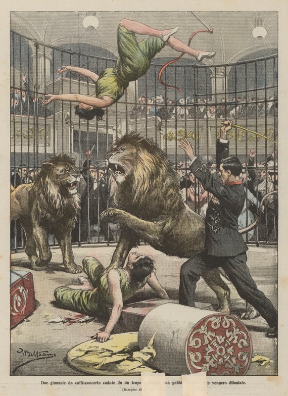Zwei abgestürzte Varieté-Turnerinnen von Achille Beltrame
