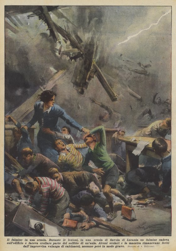 Der Blitz in einer Schule von Achille Beltrame