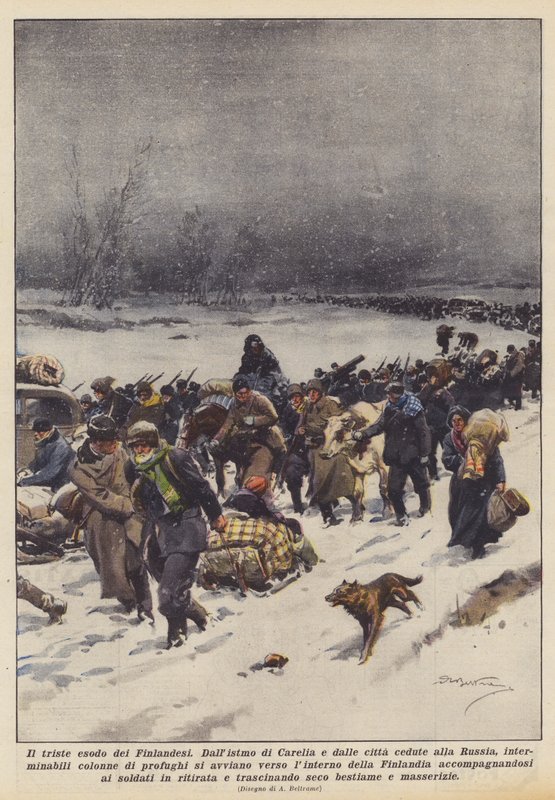 Der traurige Exodus der Finnen von Achille Beltrame