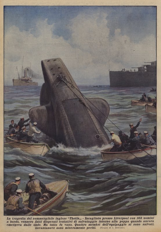 Die Tragödie des britischen U-Boots Thetis von Achille Beltrame