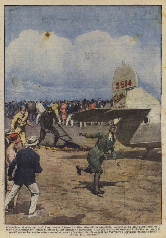 Das Flugzeug anstelle der Ochsen von Achille Beltrame