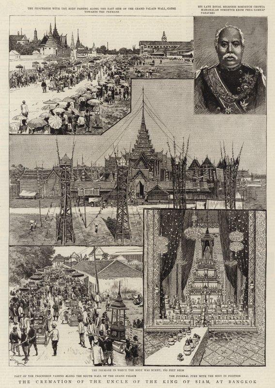 Die Einäscherung des Onkels des Königs von Siam in Bangkok von Adrien Emmanuel Marie