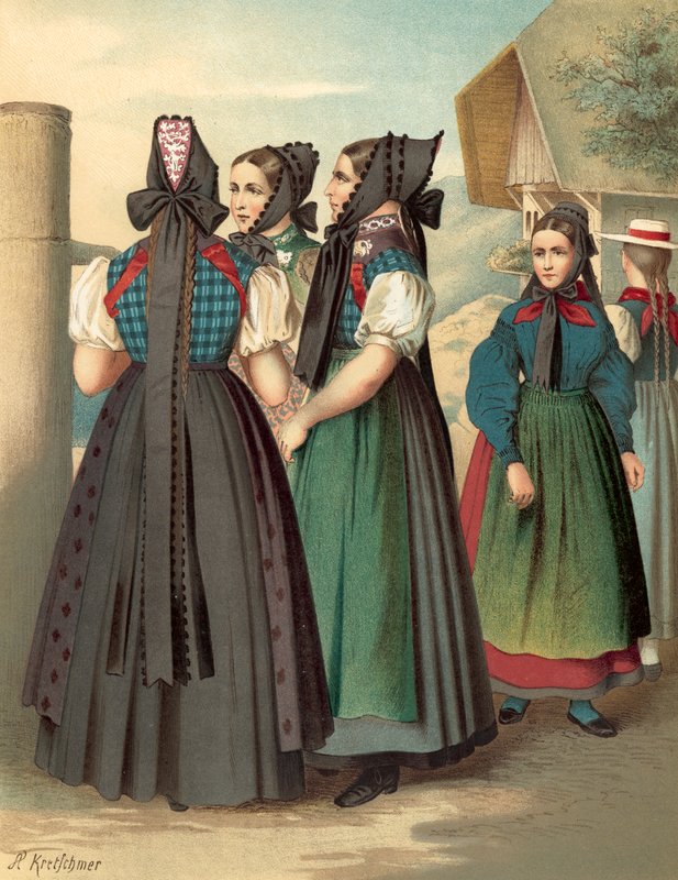Deutsche Tracht, Baden, Simonswald-Waldkirch-Donaueschingen von Albert Kretschmer