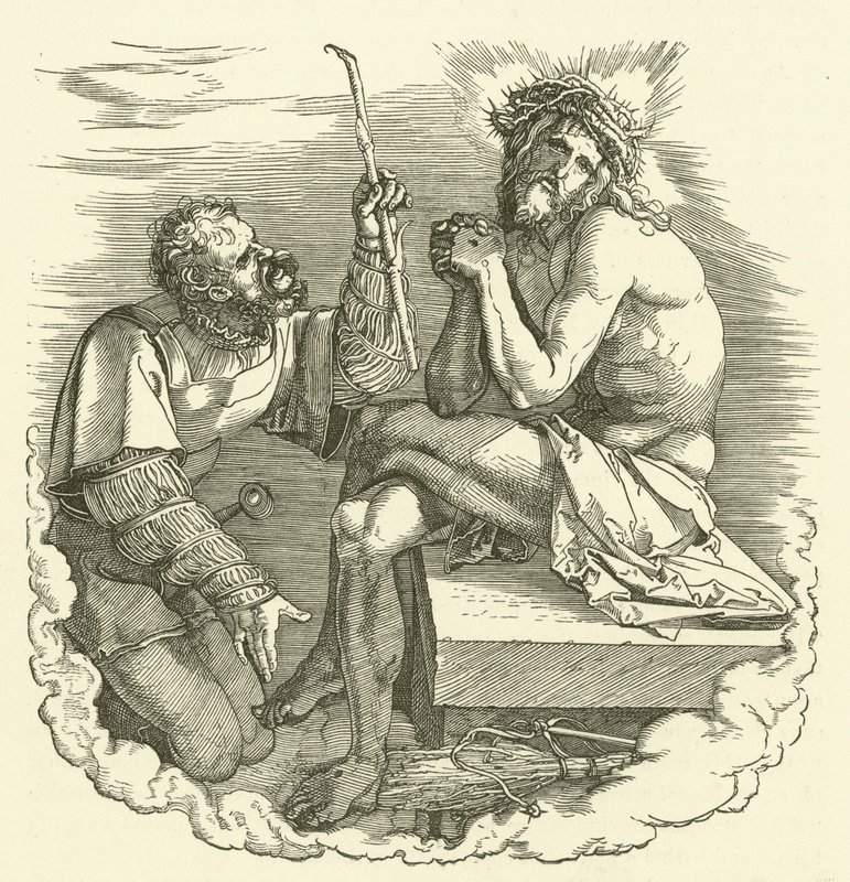 Die Verspottung Christi (Christus als Schmerzensmann von einem Soldaten verspottet) von Albrecht Dürer