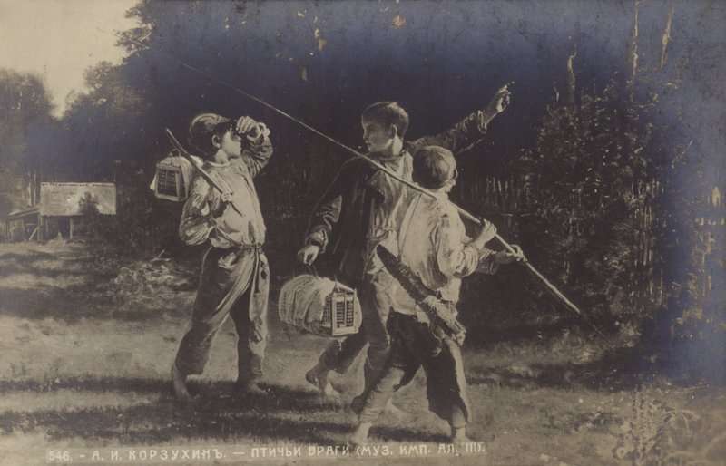Feinde der Vögel, 1887 von Aleksei Ivanovich Korzukhin