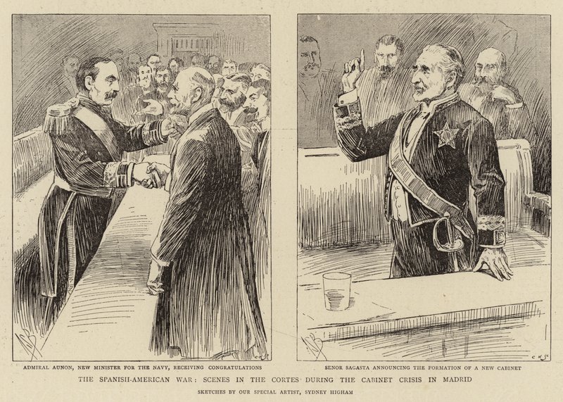 Der Spanisch-Amerikanische Krieg, Szenen in den Cortes während der Kabinettskrise in Madrid von Alexander Stuart Boyd