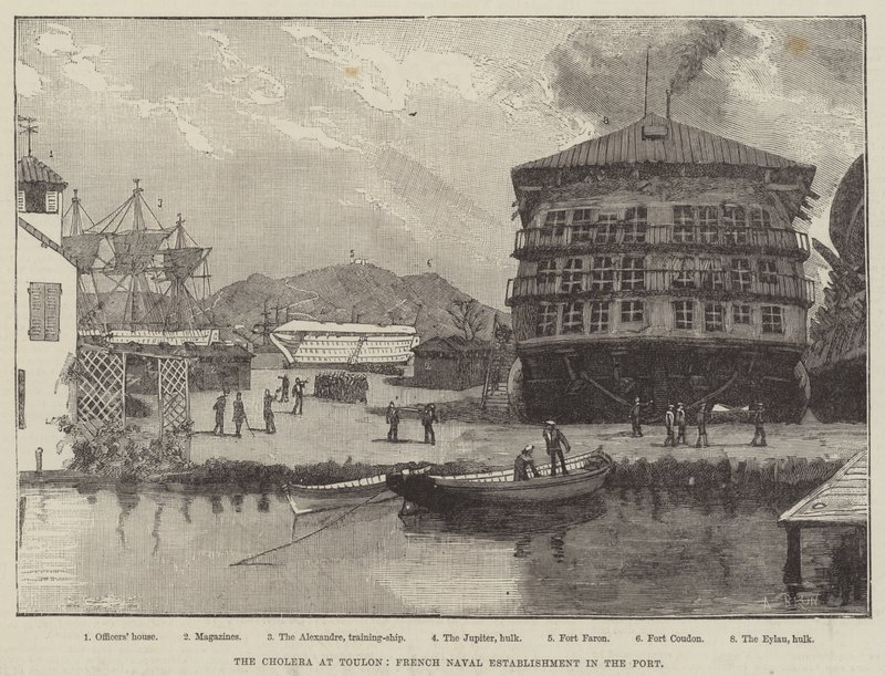 Die Cholera in Toulon, Französische Marineeinrichtung im Hafen von Alexandre Brun