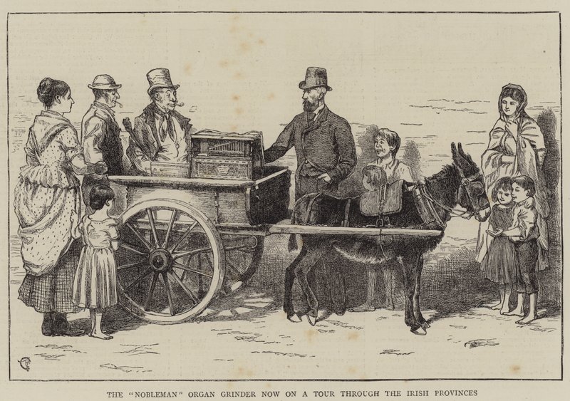 Der Edelmann-Drehorgelspieler auf Tour durch die irischen Provinzen von Alfred Chantrey Corbould