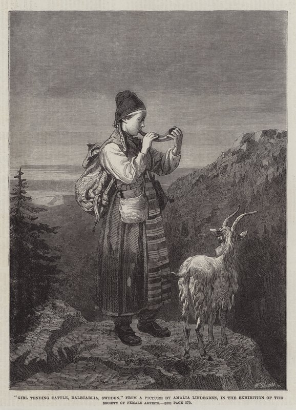 Mädchen, das Vieh hütet, Dalecarlia, Schweden, in der Ausstellung der Gesellschaft der Künstlerinnen von Amalia Lindegren