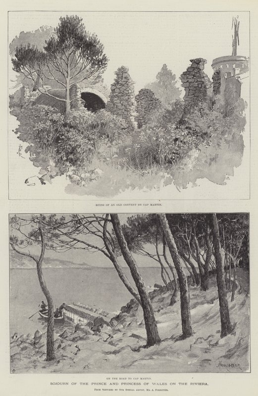 Aufenthalt des Prinzen und der Prinzessin von Wales an der Riviera von Amedee Forestier