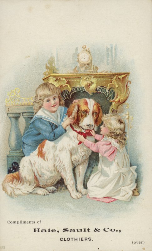 Kinder spielen mit großem Hund von American School