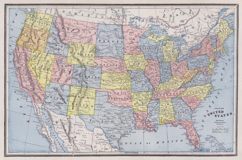 Karte der Vereinigten Staaten von American School