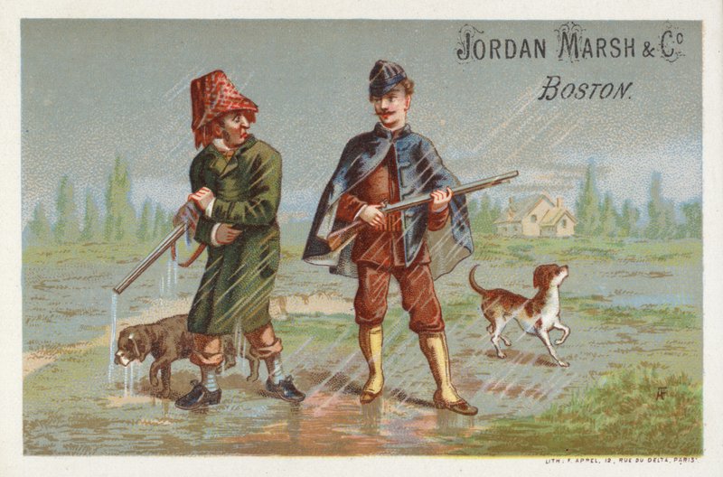 Männer jagen im Regen von American School