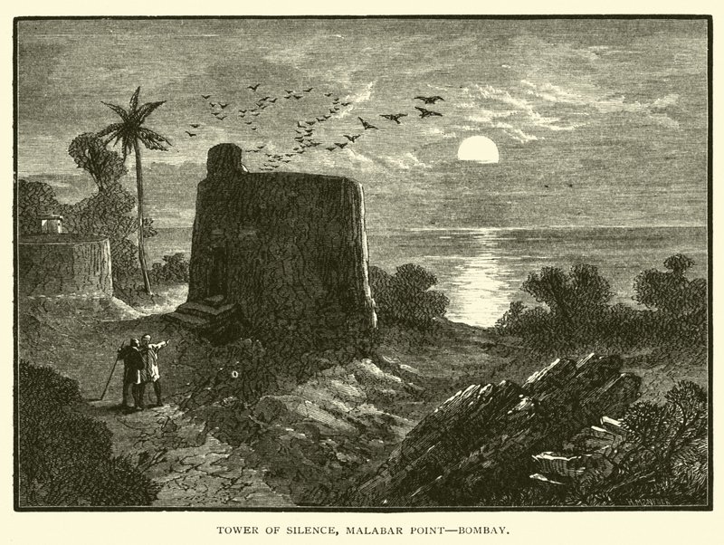 Turm des Schweigens, Malabar Point, Bombay von American School