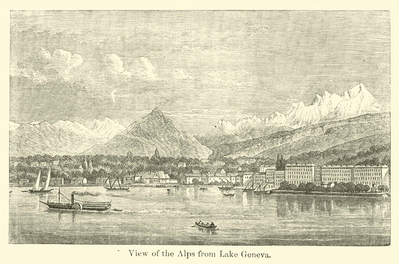 Blick auf die Alpen vom Genfersee von American School