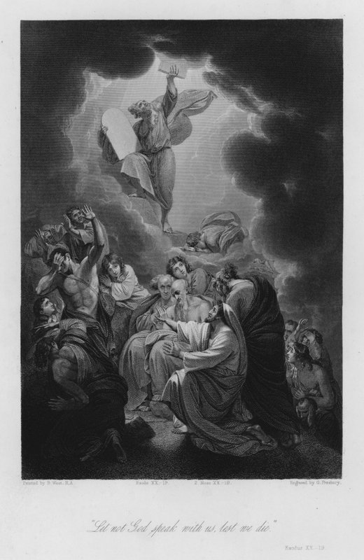 Moses empfängt die Gebote, Exodus XX von Benjamin (after) West