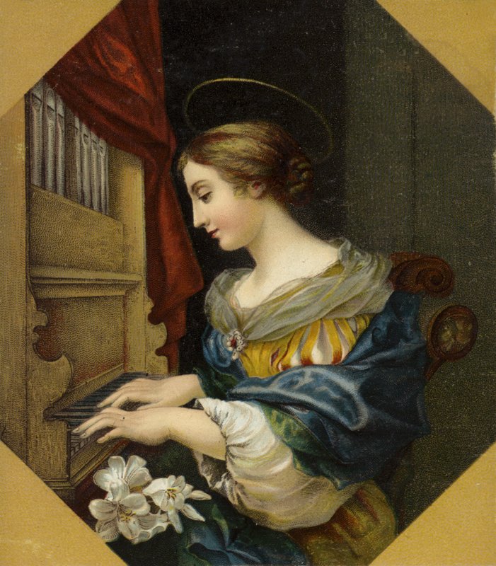 Heilige Cäcilia spielt die Orgel von Carlo Dolci