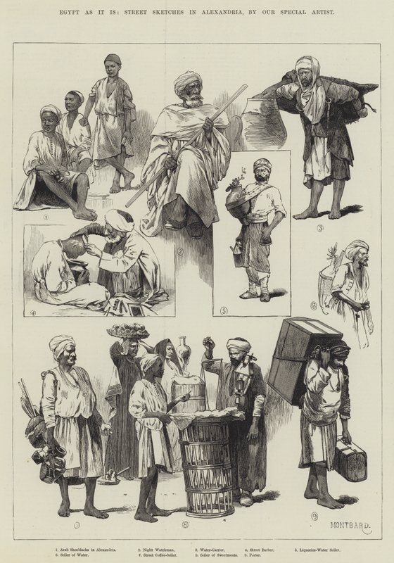 Ägypten wie es ist, Straßenskizzen in Alexandria von Charles Auguste Loye