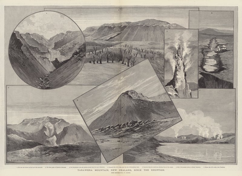 Tarawera-Berg, Neuseeland, nach dem Ausbruch von Charles Auguste Loye
