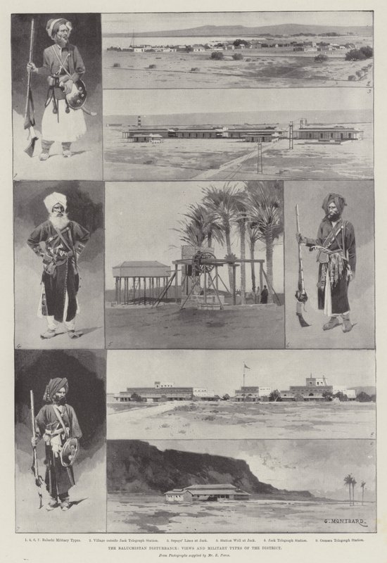 Die Baluchistan-Störung, Ansichten und Militärtypen des Bezirks von Charles Auguste Loye