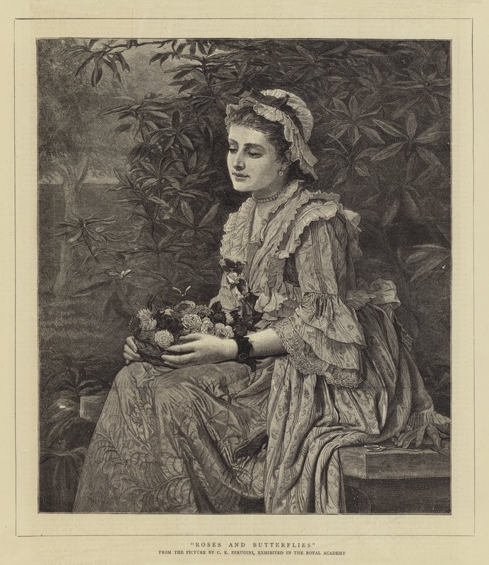 Rosen und Schmetterlinge von Charles Edward Perugini