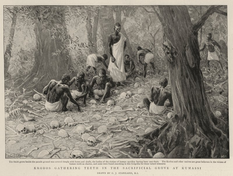 Krobos sammeln Zähne im Opferhain von Kumassi von Charles J. Staniland
