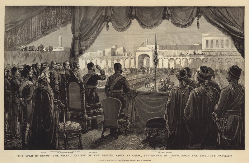 Der Krieg in Ägypten, die große Parade der britischen Armee in Kairo, 30. September, Blick vom Pavillon des Khediven von Charles J. Staniland